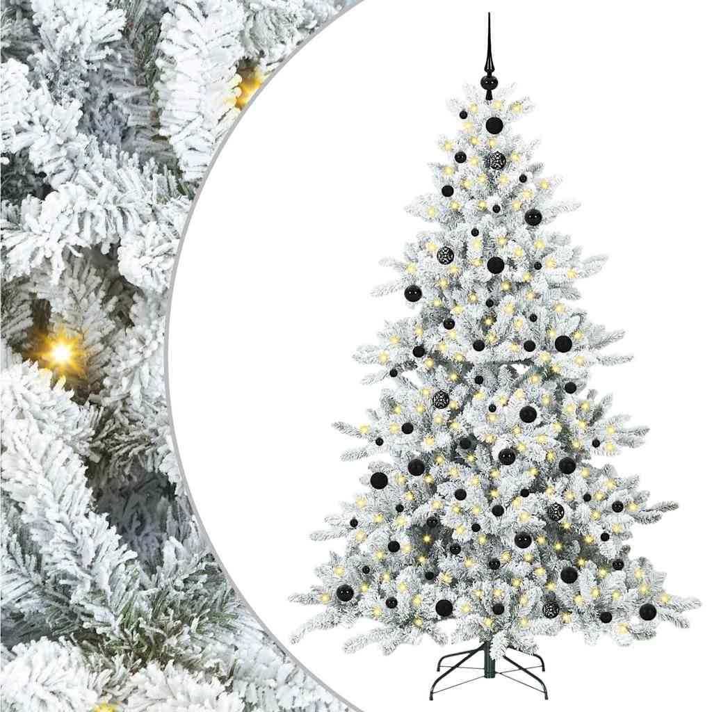 ELSERA Artificial Hinged Christmas Tree with 300 LEDs 210 cm PVC