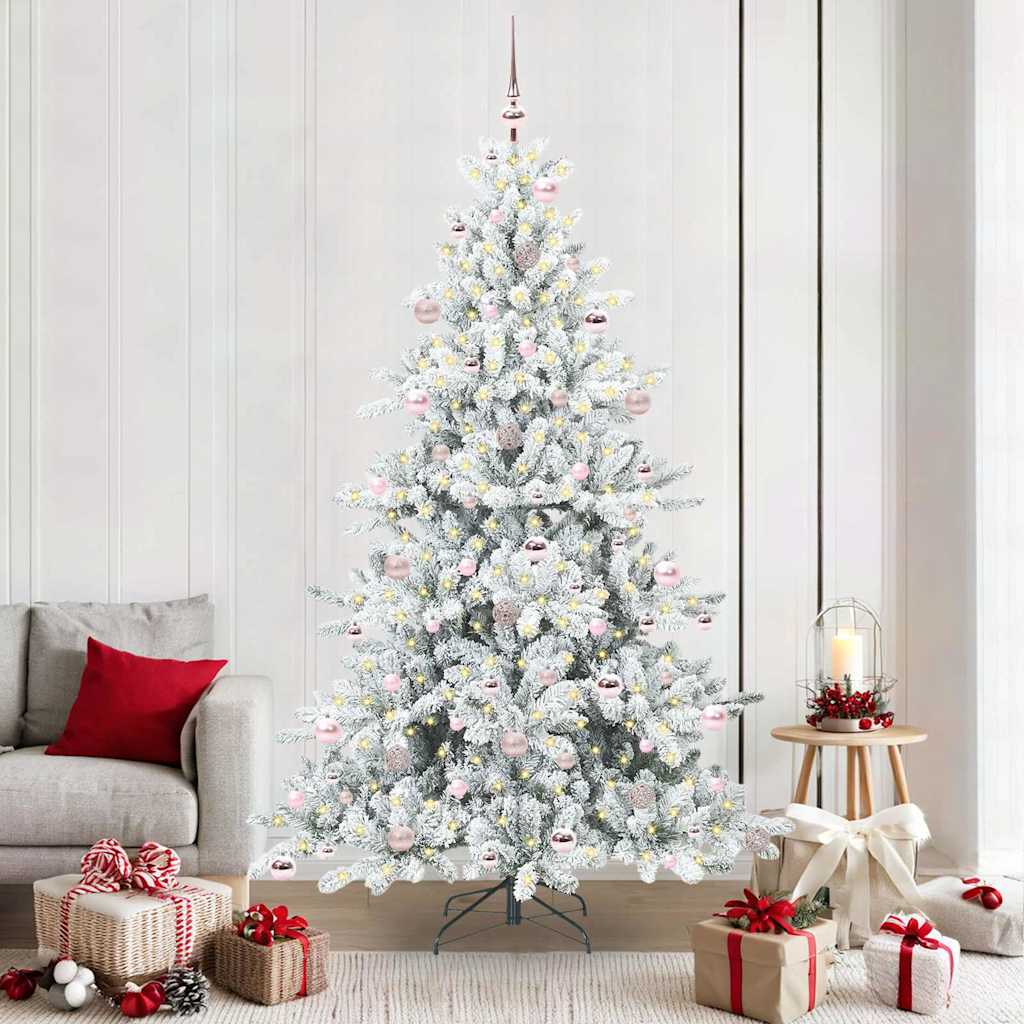 ELSERA Artificial Hinged Christmas Tree with 300 LEDs 210 cm PVC