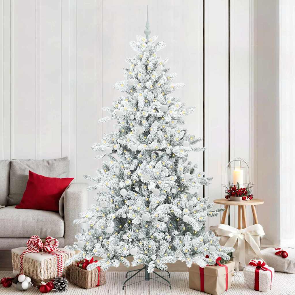 ELSERA Artificial Hinged Christmas Tree with 300 LEDs 210 cm PVC