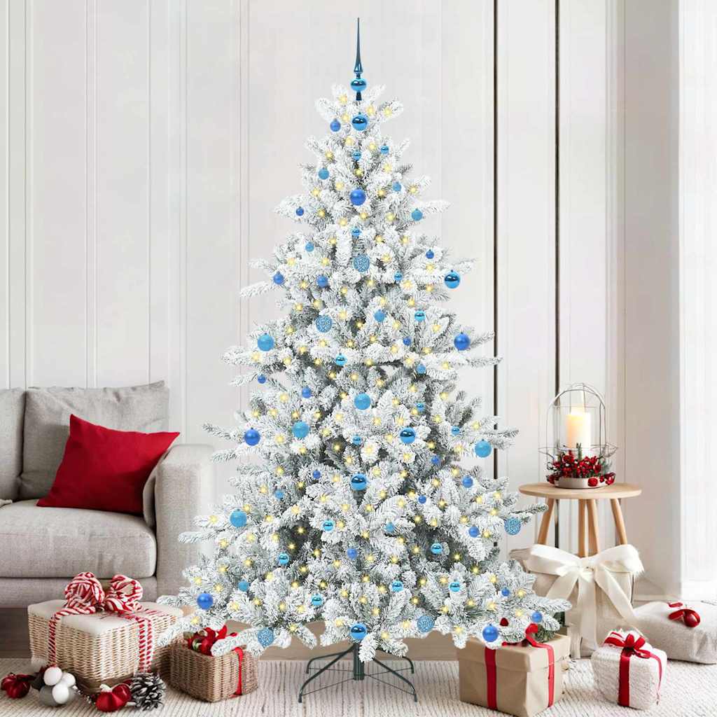 ELSERA Artificial Hinged Christmas Tree with 300 LEDs 210 cm PVC