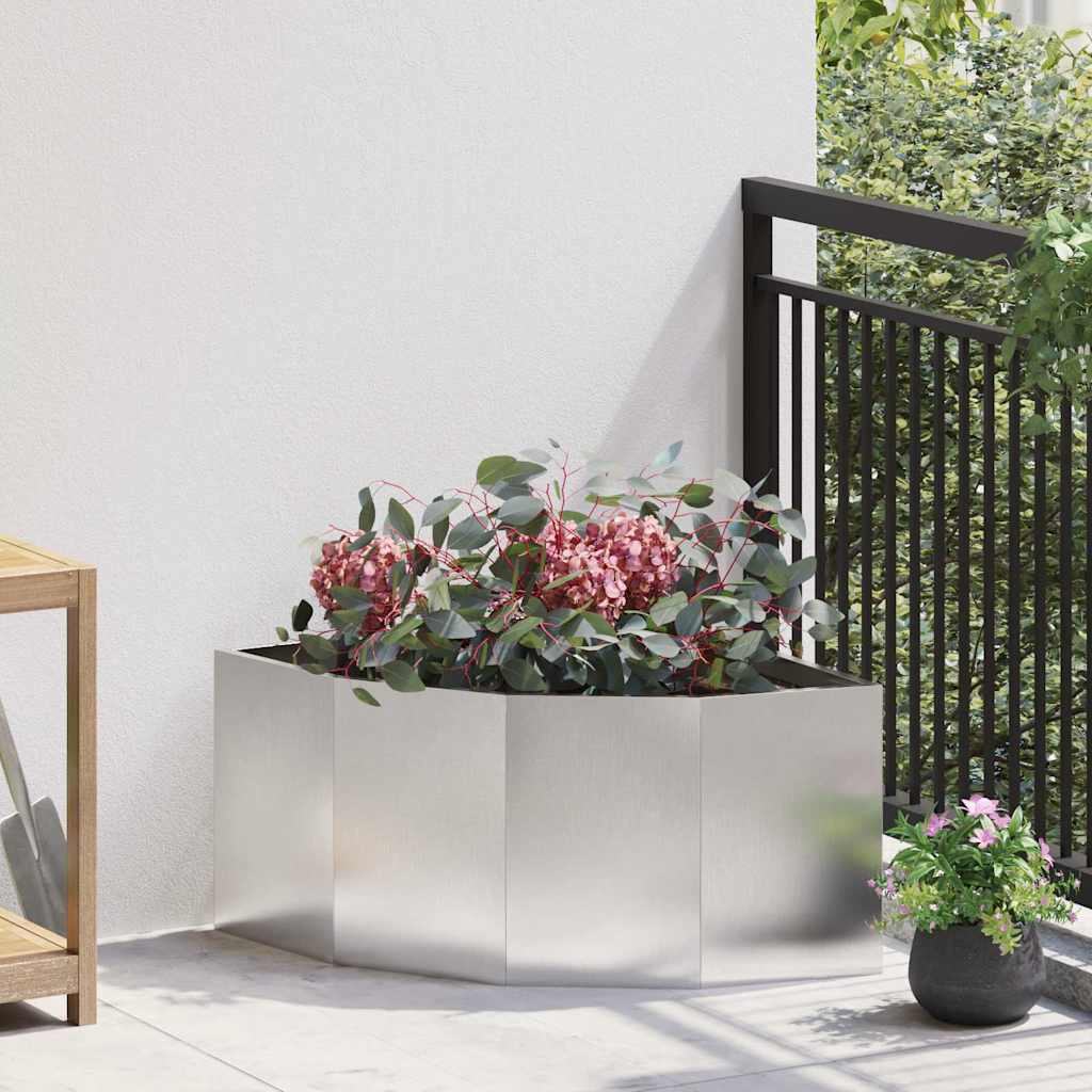CLSRIDG Corner Planter 60x60x35 cm Stainless Steel - Silver