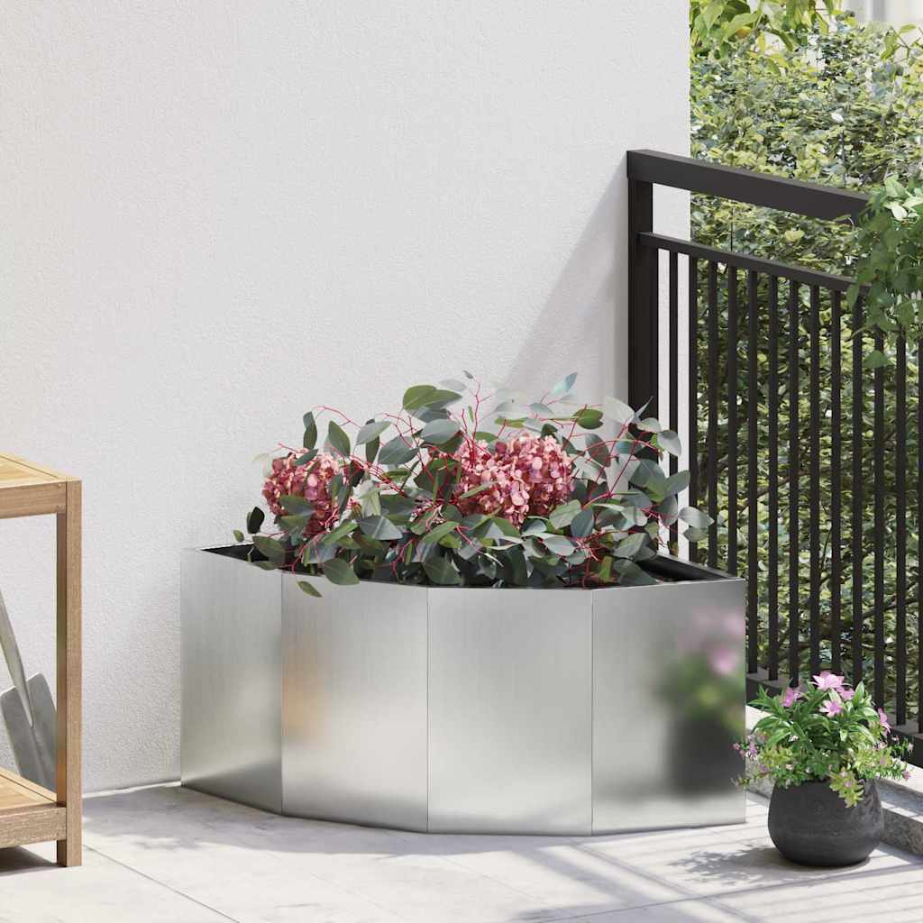 CLSRIDG Corner Planter 60x60x35 cm Galvanised Steel - Silver