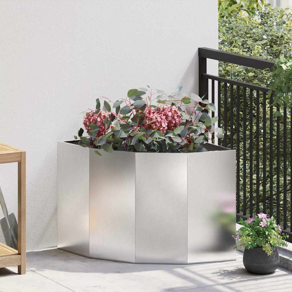 CLSRIDG Corner Planter 60x60x50 cm Stainless Steel - Silver