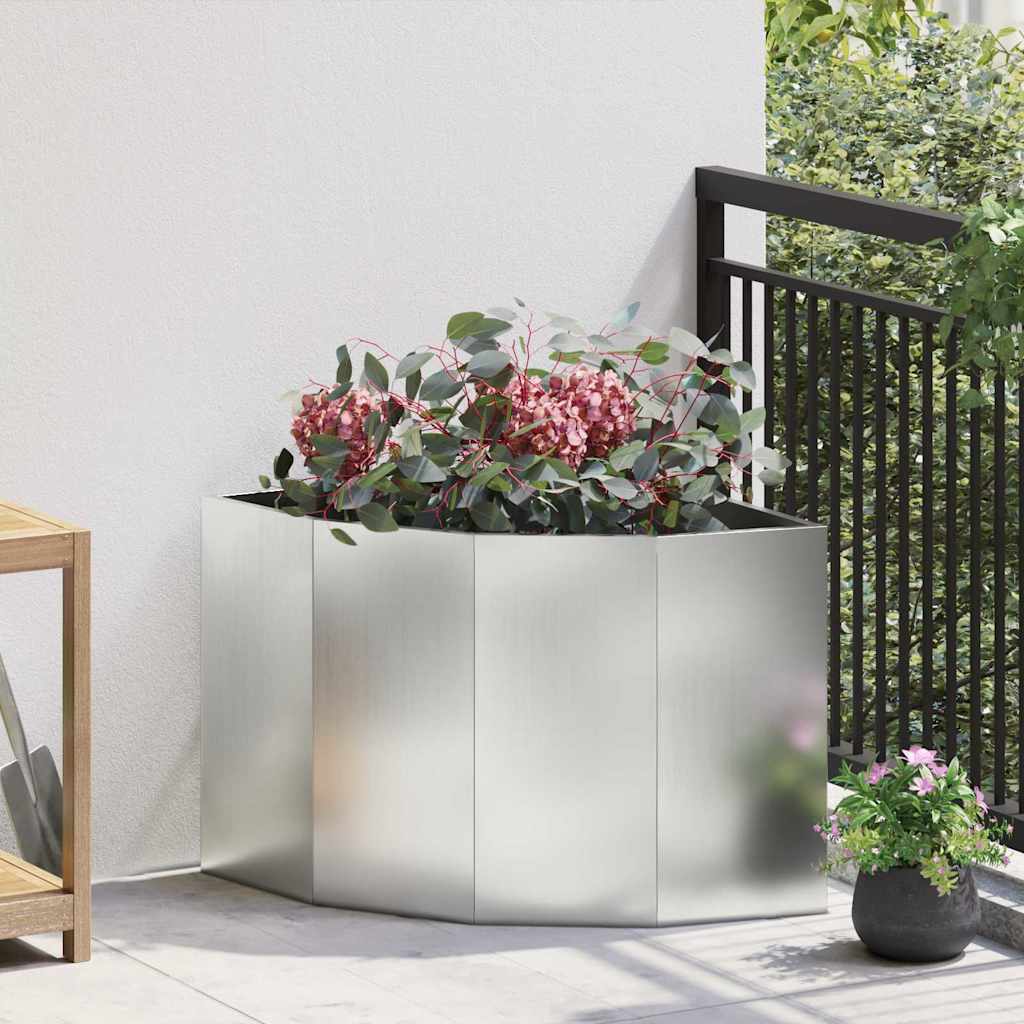 CLSRIDG Corner Planter 60x60x50 cm Galvanised Steel - Silver