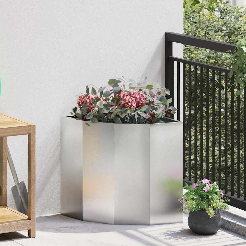 CLSRIDG Corner Planter 45x45x50 cm Stainless Steel - Silver