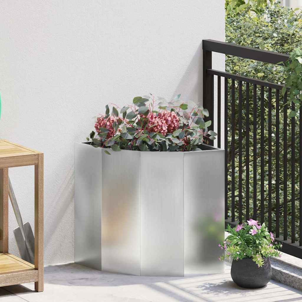 CLSRIDG Corner Planter 45x45x50 cm Galvanised Steel - Silver