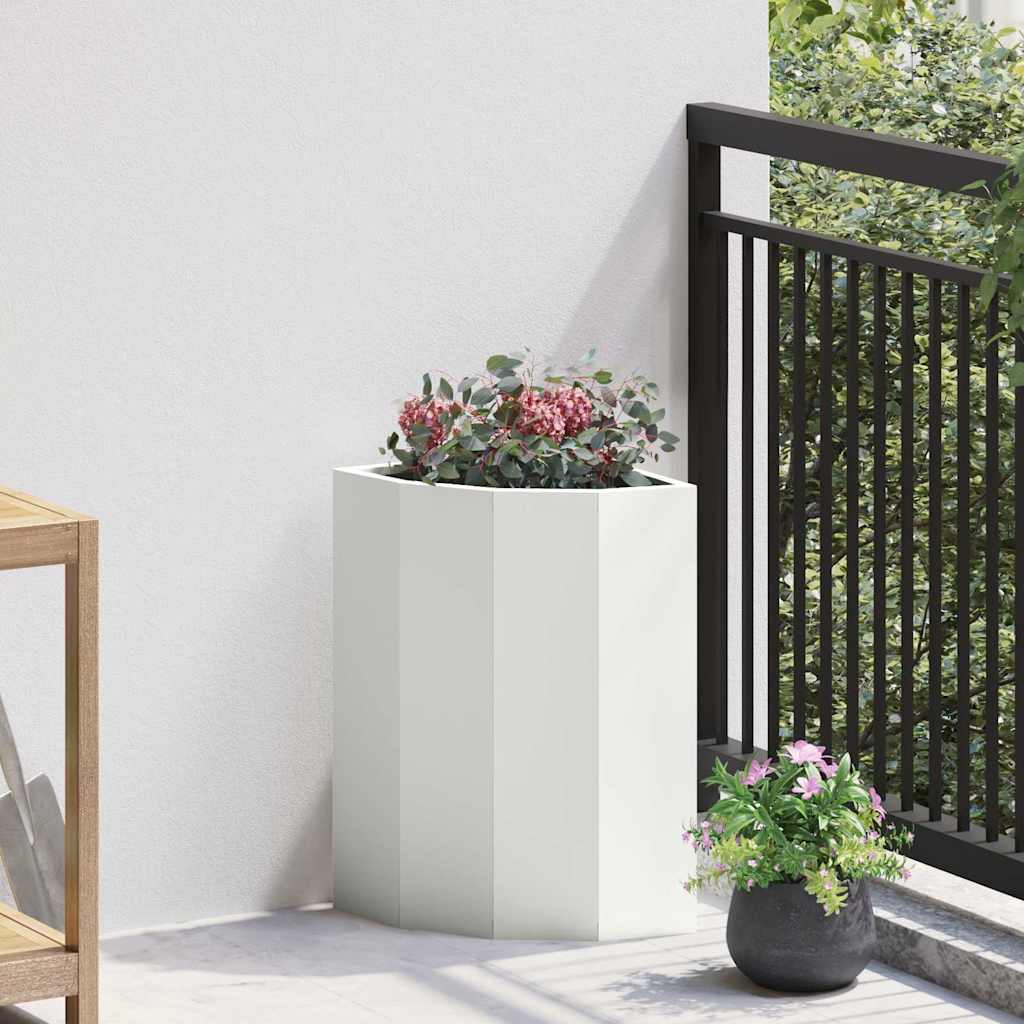CLSRIDG Corner Planter 30x30x50 cm Steel - White