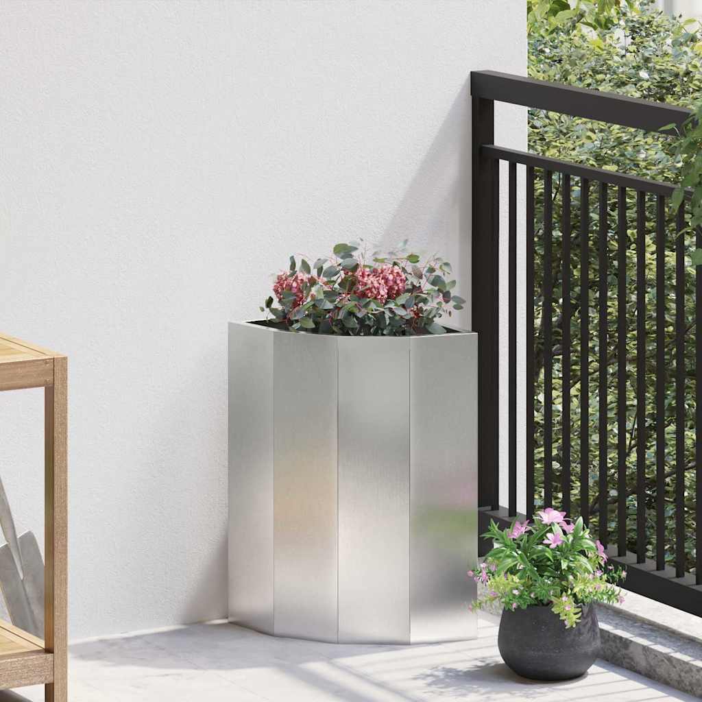 CLSRIDG Corner Planter 30x30x50 cm Stainless Steel - Silver