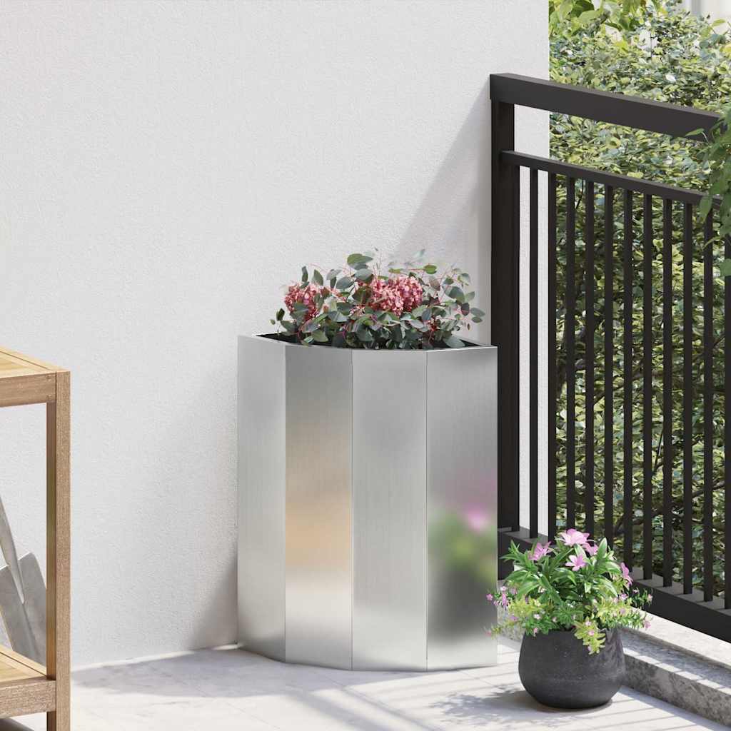 CLSRIDG Corner Planter 30x30x50 cm Galvanised Steel - Silver