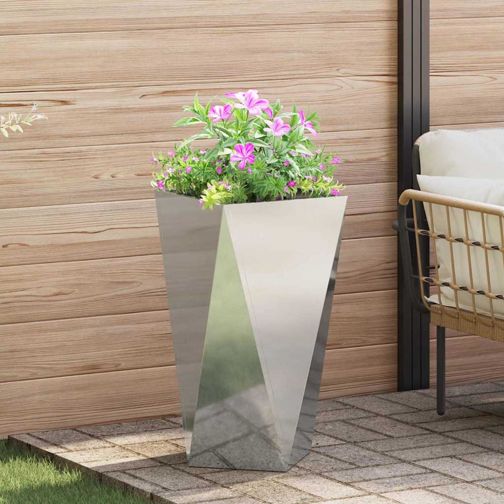 CLSRIDG Planter 40x40x75 cm Galvanised Steel - Silver