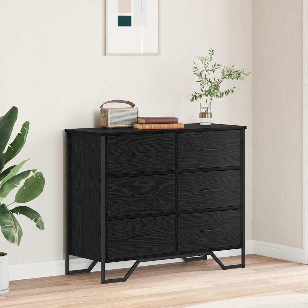 MAVEN Black Chest of Drawers - Medium-sized, 6 Drawers, Double