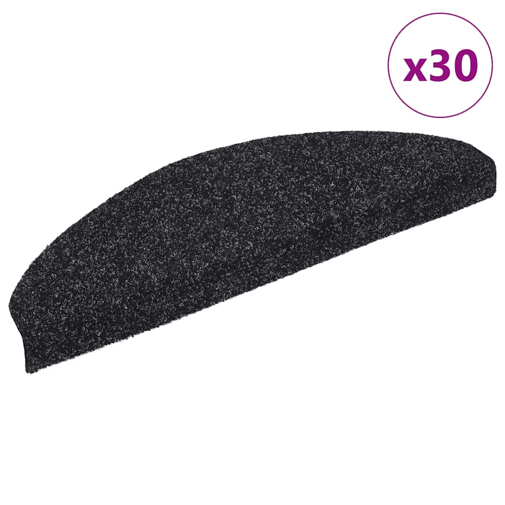Stair Mats Self-adhesive 30 pcs Black 65x21x4 cm