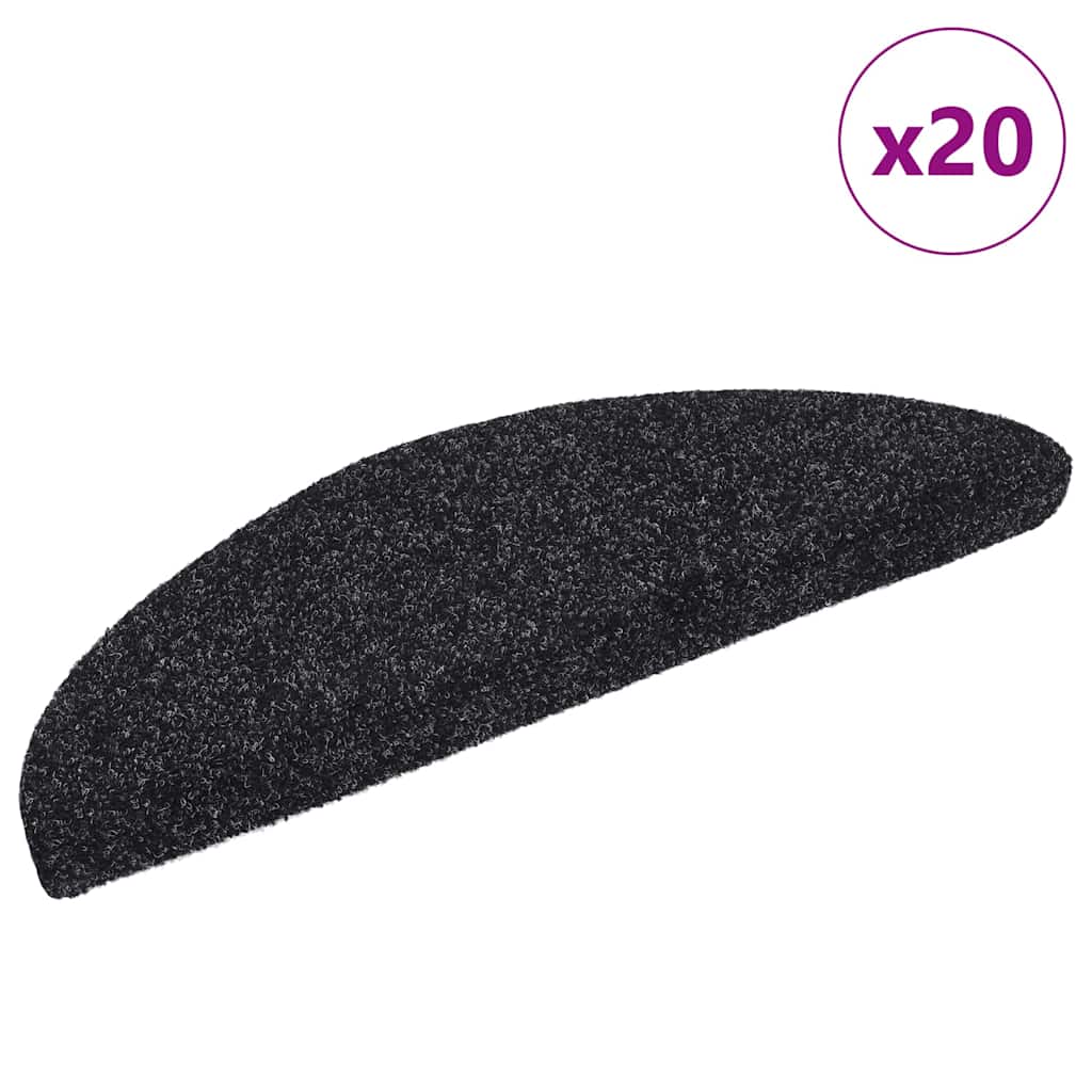 Stair Mats Self-adhesive 20 pcs Black 56x17x3 cm
