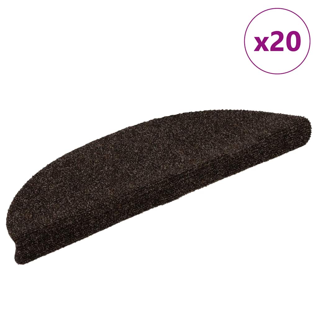 Stair Mats Self-adhesive 20 pcs Brown 56x17x3 cm