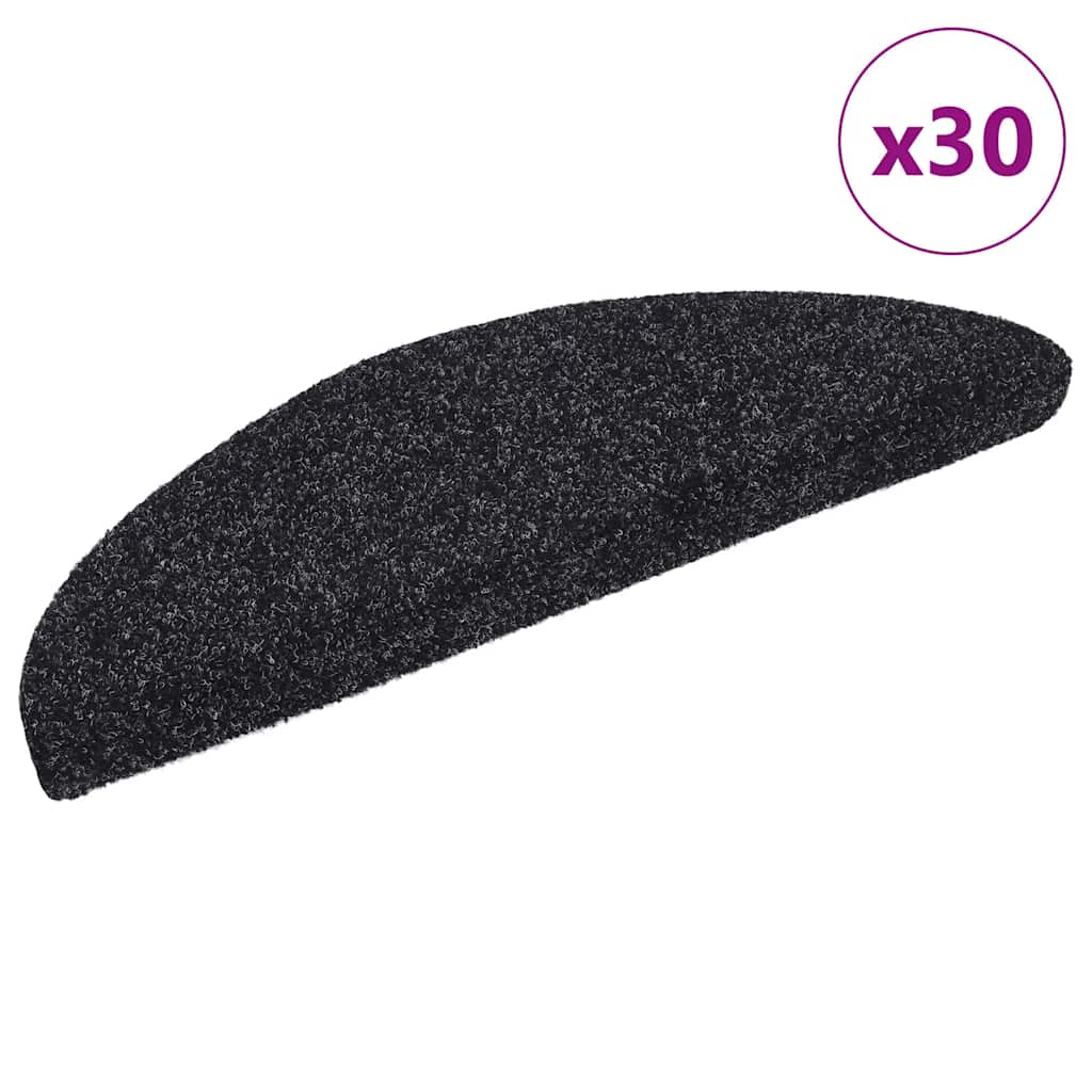 Stair Mats Self-adhesive 30 pcs Black 56x17x3 cm