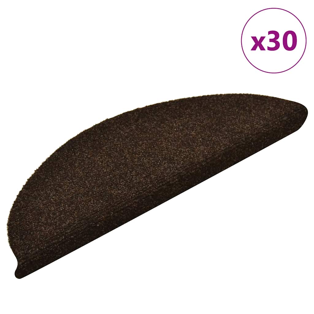 Stair Mats Self-adhesive 30 pcs Brown 56x17x3 cm