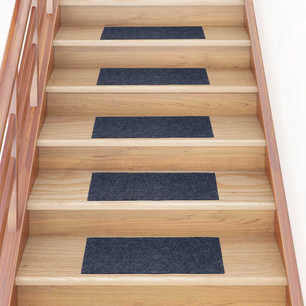 Stair Mats Self-adhesive 30 pcs Grey Blue 60x25 cm Rectangular