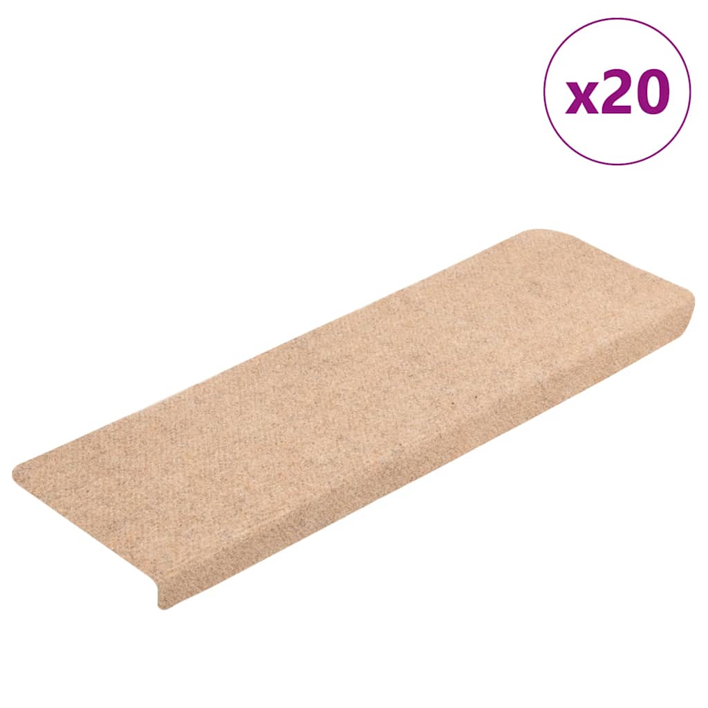 Stair Mats Self-adhesive 20 pcs Cream 65x21x4 cm