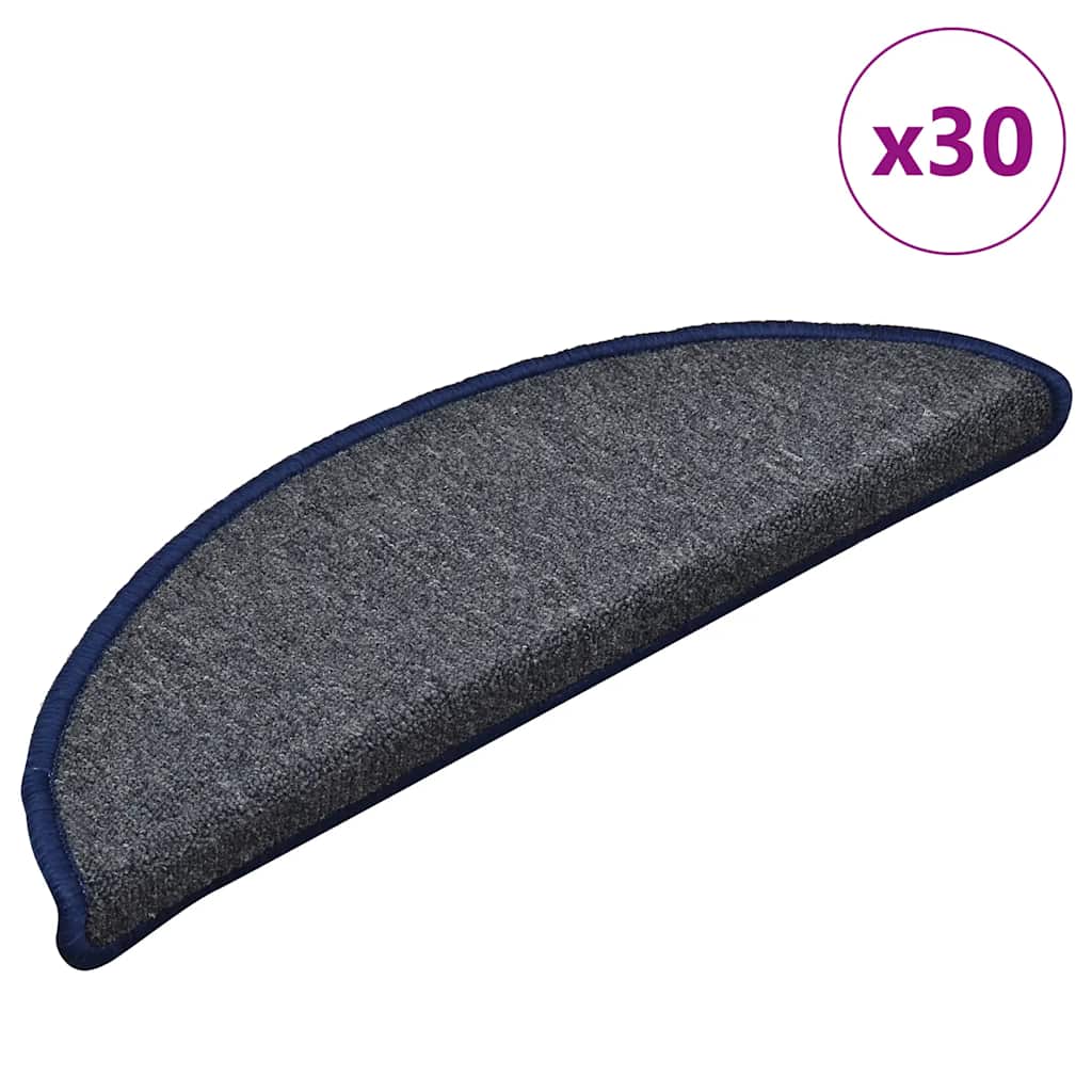Stair Mats 30 pcs Dark Grey and Blue 56x17x3 cm