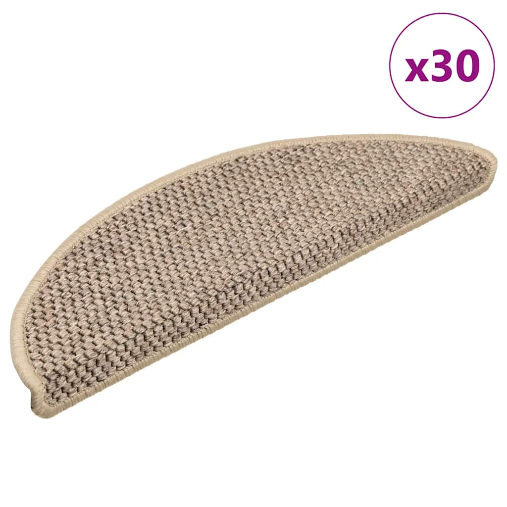 Stair Mats Self-adhesive Sisal-Look 30 pcs 56x17x3 cm Dark Beige