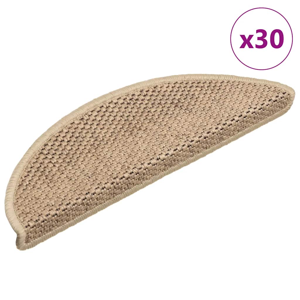 Stair Mats Self-adhesive Sisal-Look 30 pcs 56x17x3 cm Sand
