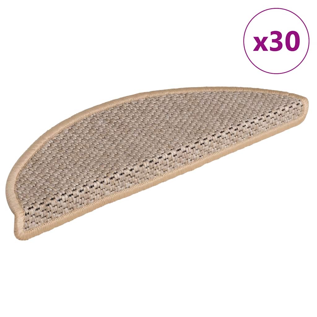 Stair Mats Self-adhesive Sisal-Look 30 pcs 56x17x3 cm Light Beige