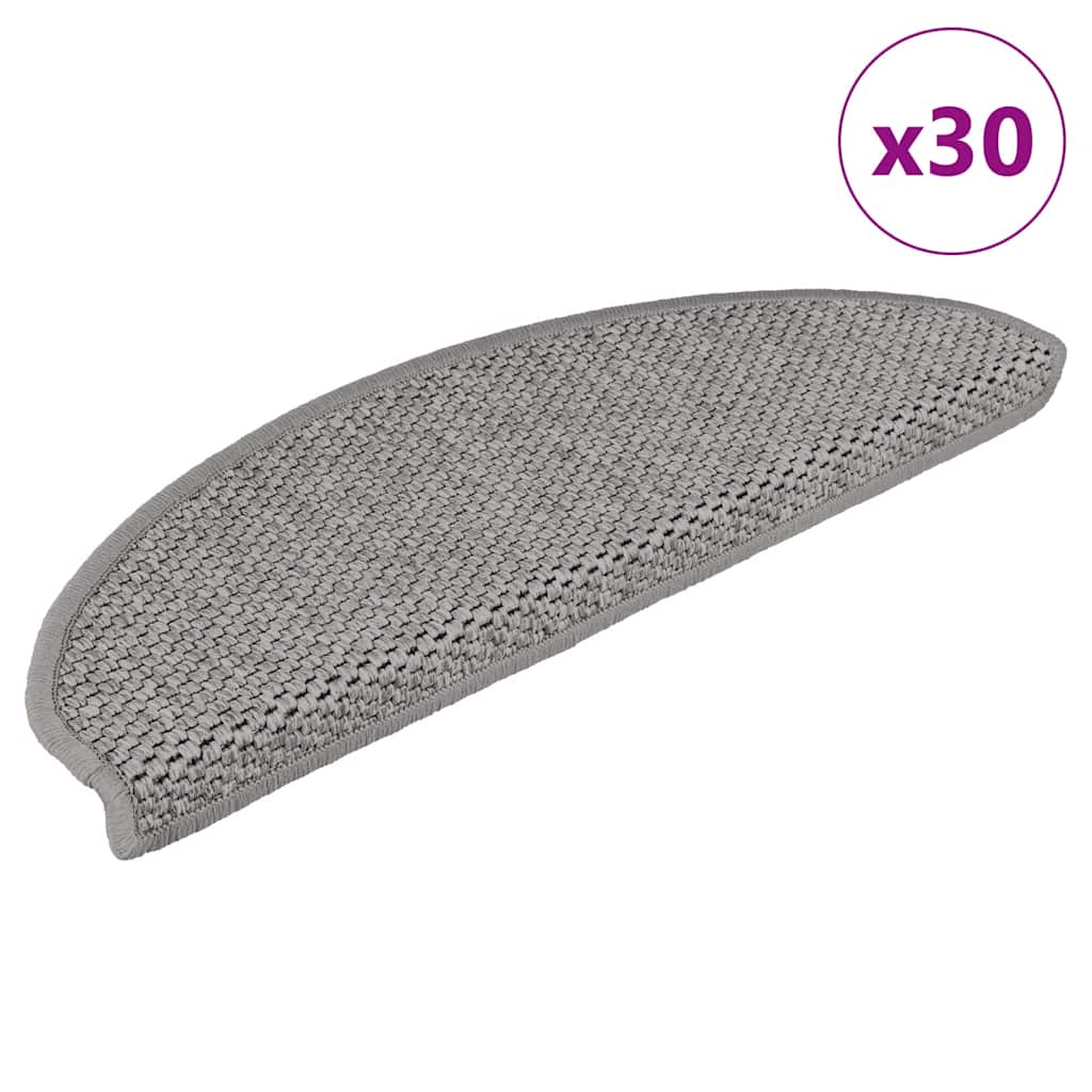 Stair Mats Self-adhesive Sisal-Look 30 pcs 65x21x4 cm Silver