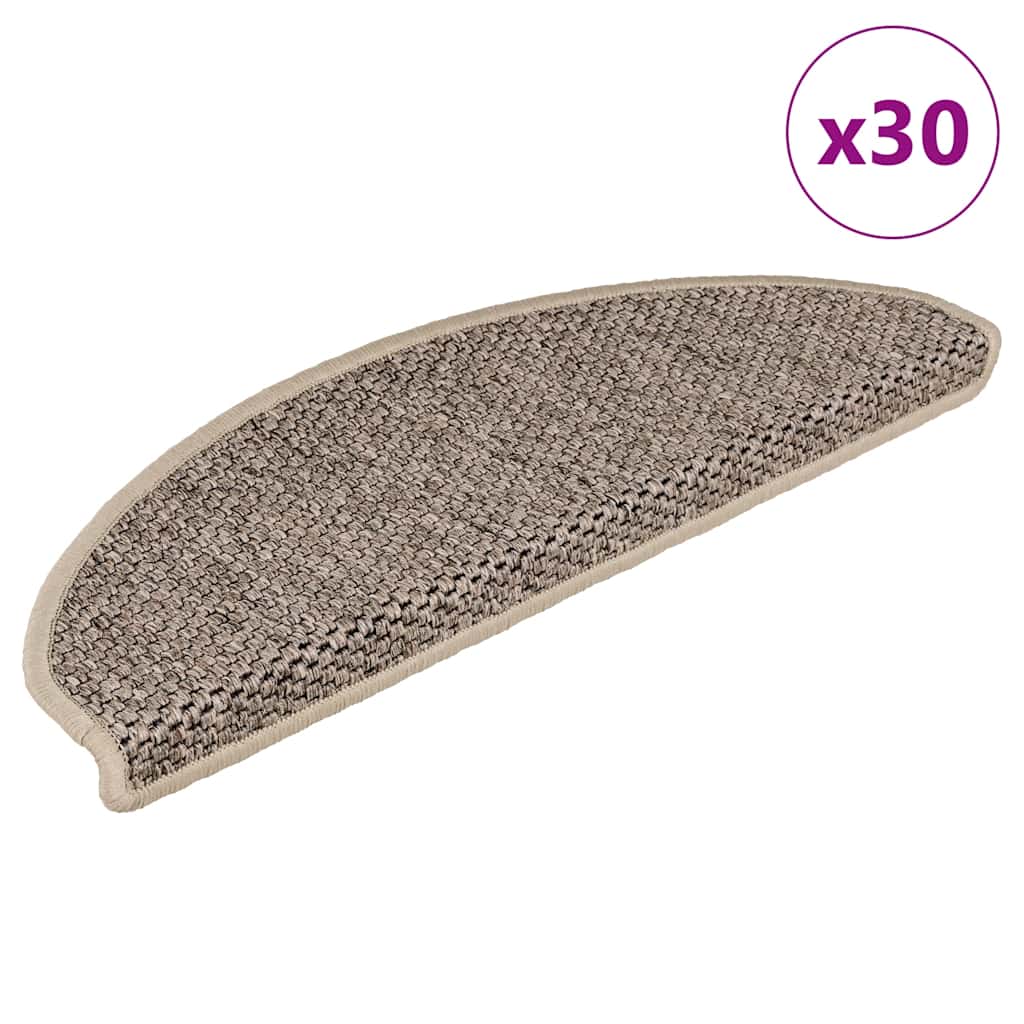 Stair Mats Self-adhesive Sisal-Look 30 pcs 65x21x4 cm Dark Beige