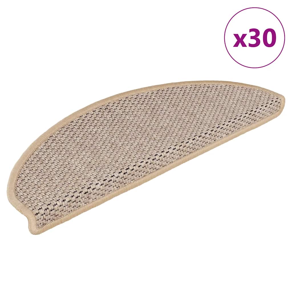 Stair Mats Self-adhesive Sisal-Look 30 pcs 65x21x4 cm Light Beige