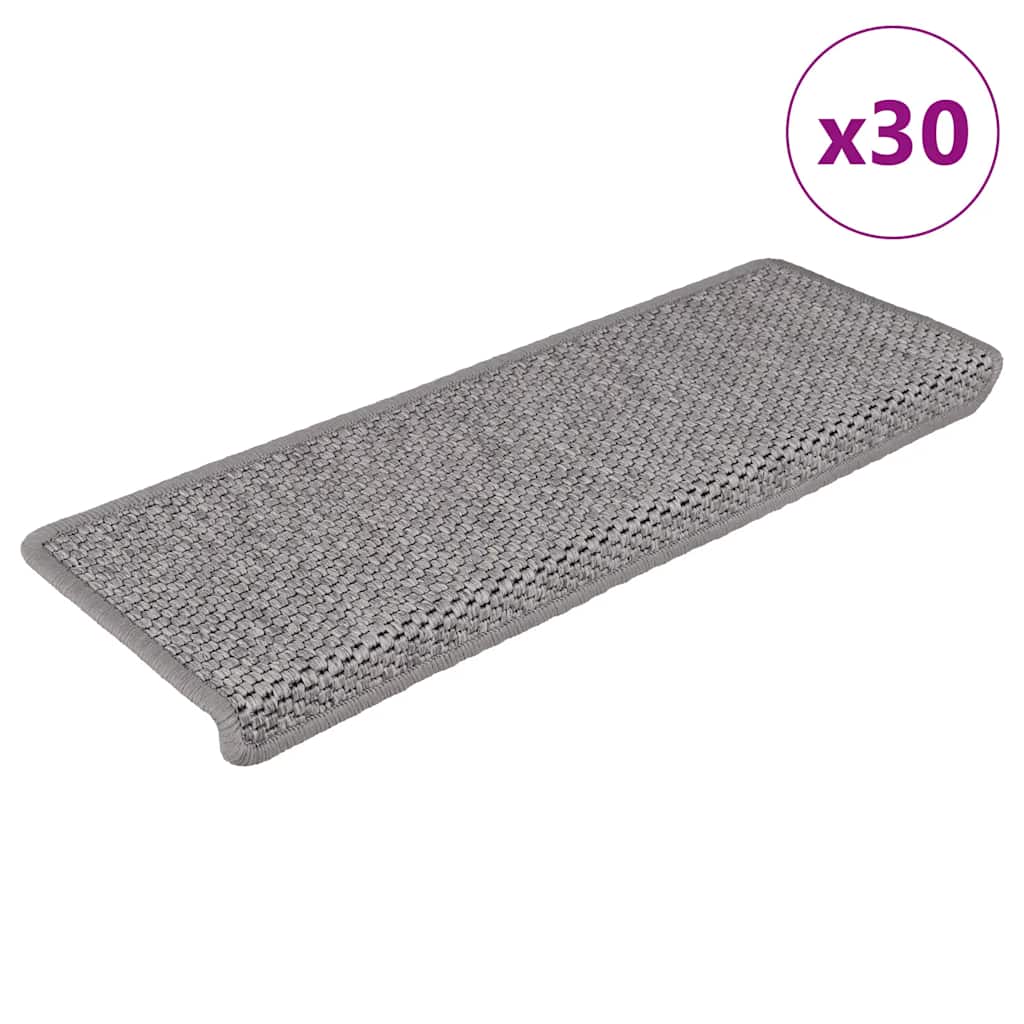 Stair Mats Self-adhesive Sisal-Look 30 pcs 65x21x4 cm Silver