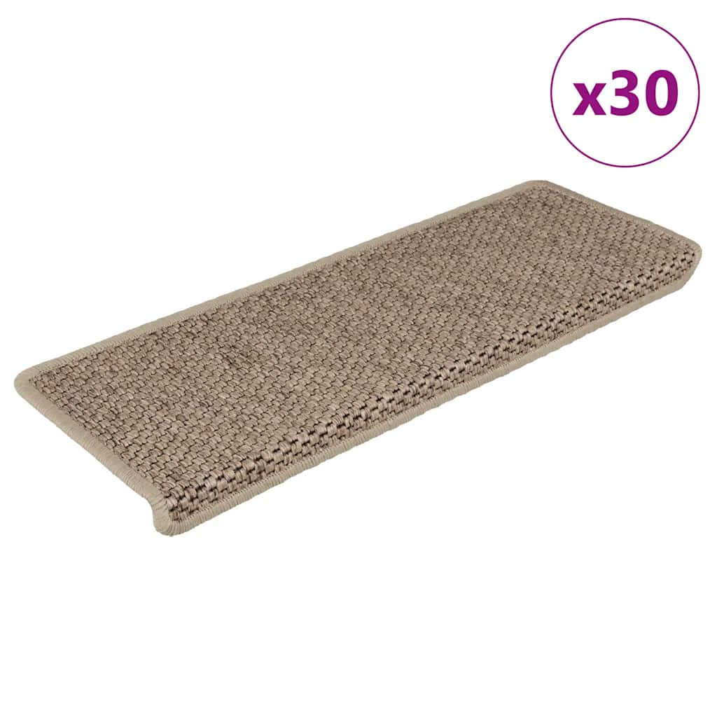 Stair Mats Self-adhesive Sisal-Look 30 pcs 65x21x4 cm Sand