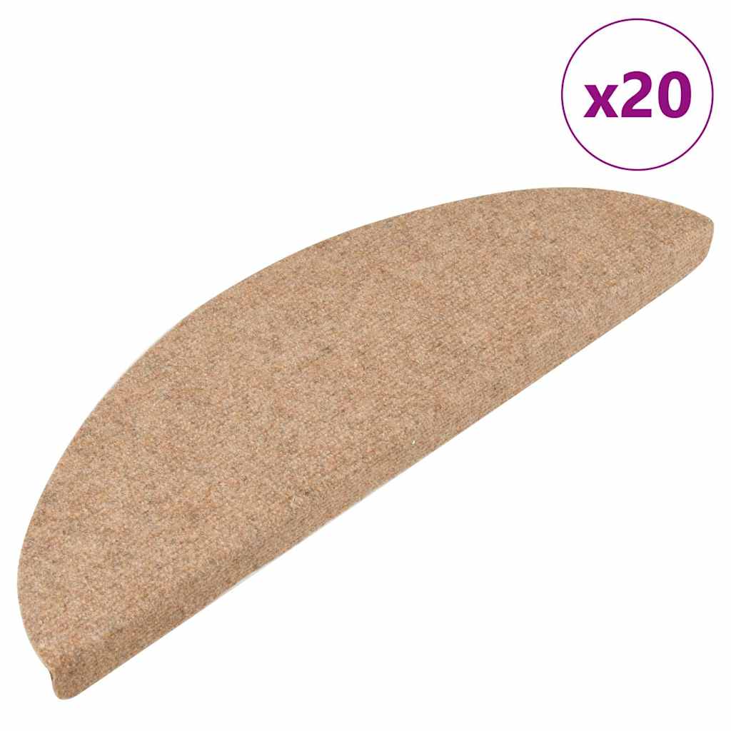 Stair Mats Self-adhesive 20 pcs Beige 65x22.5x3.5 cm