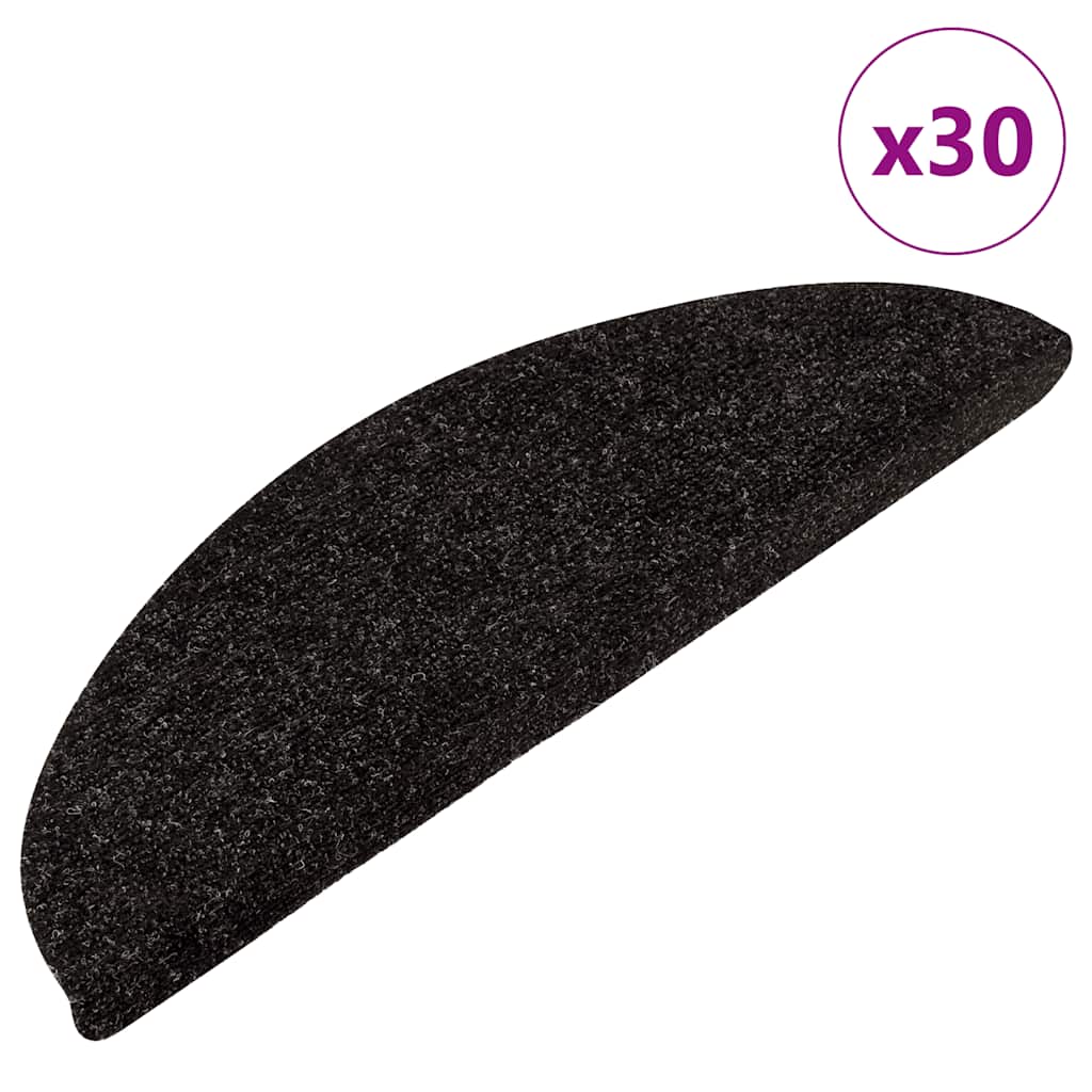 Stair Mats Self-adhesive 30 pcs Black 56x17x3 cm