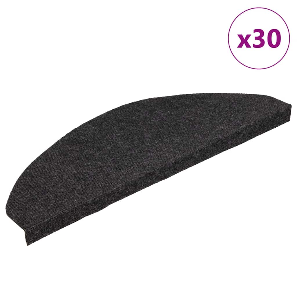 Stair Mats Self-adhesive 30 pcs Black 65x22.5x3.5 cm