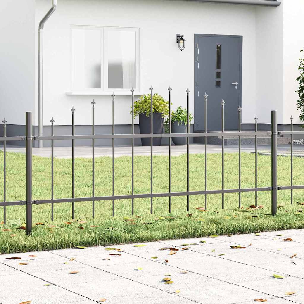 Garden Fence with Hoop Top Grey 8.5x0.75 m Steel