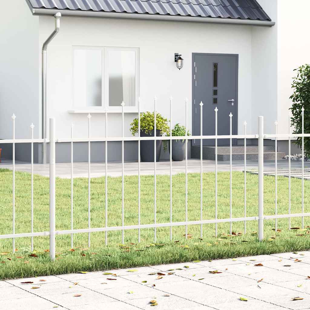 Garden Fence with Hoop Top White 10.2x1 m Steel