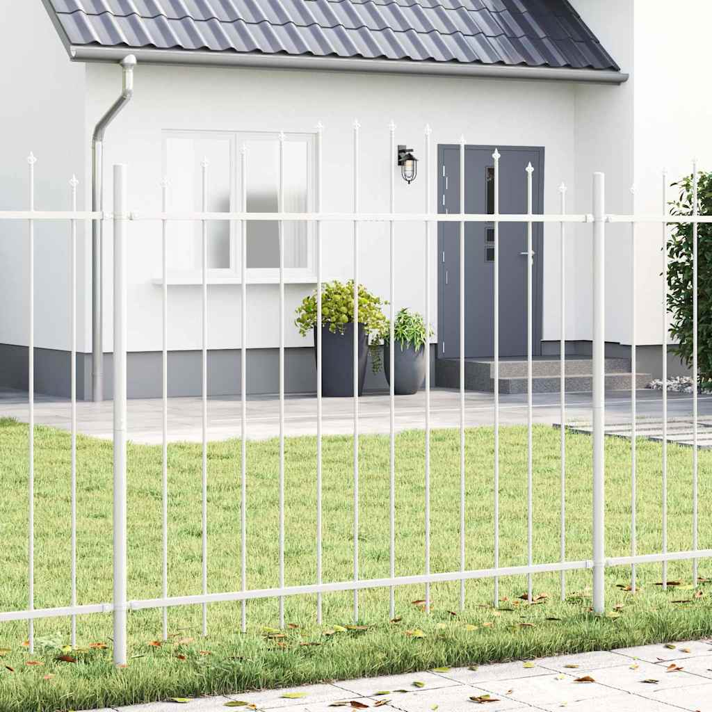 Garden Fence with Hoop Top, White, 13.6x1.25 m, Steel