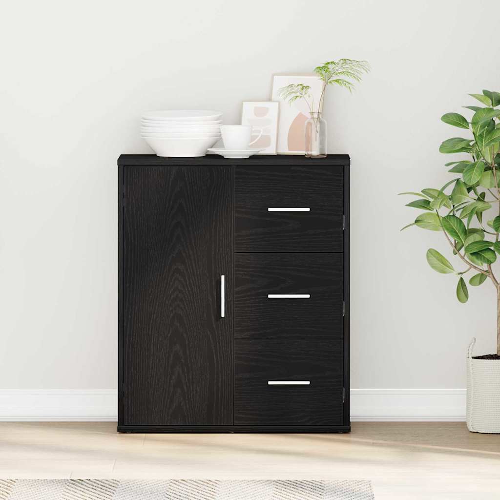 Sideboard with Drawer Black oak 60 x 31 x 70 cm Engineered wood