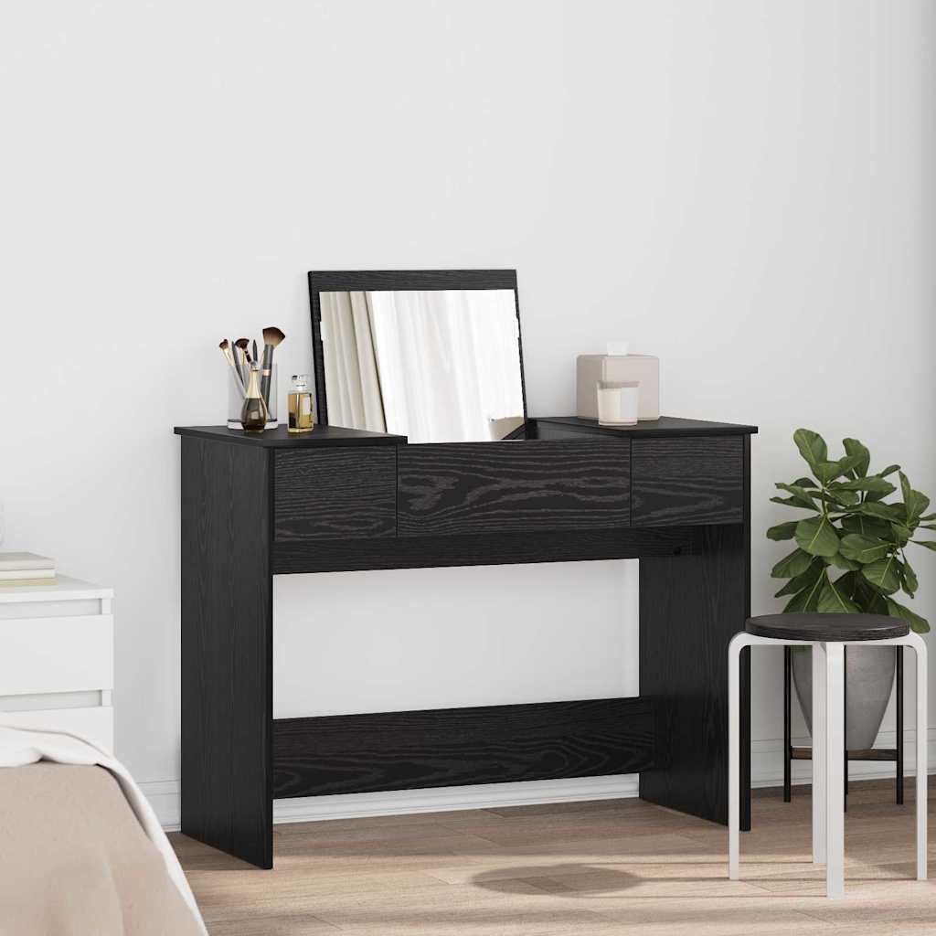 Dressing Table with Mirror Black Oak 100x45x76 cm