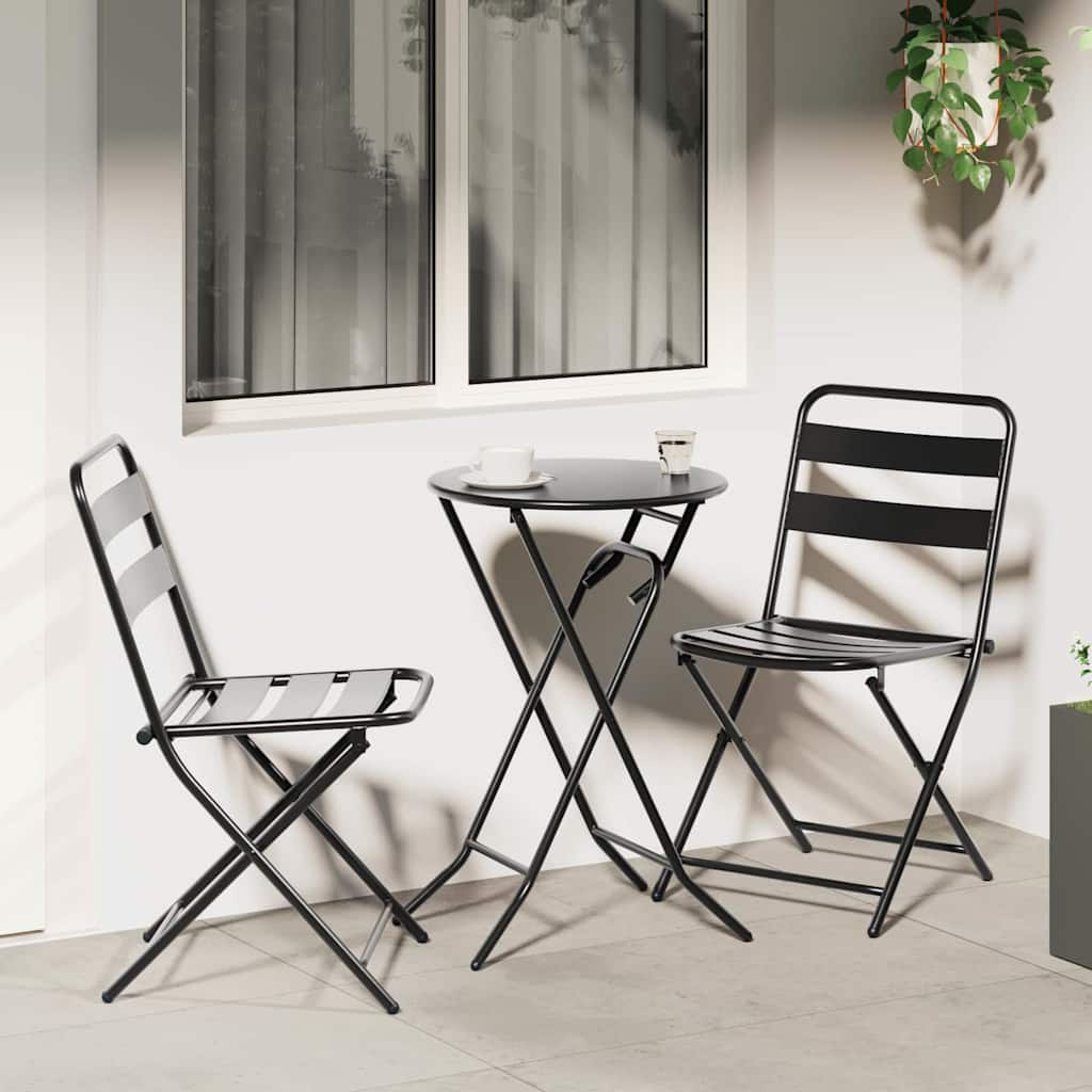 NELCOVE Garden Bistro Set Folding 3 pcs Anthracite Steel