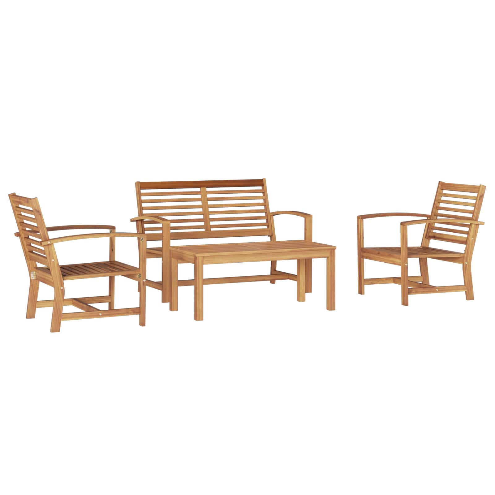 ERMFORD Garden Sofa Set 4 pcs Solid Teak Wood - Natural