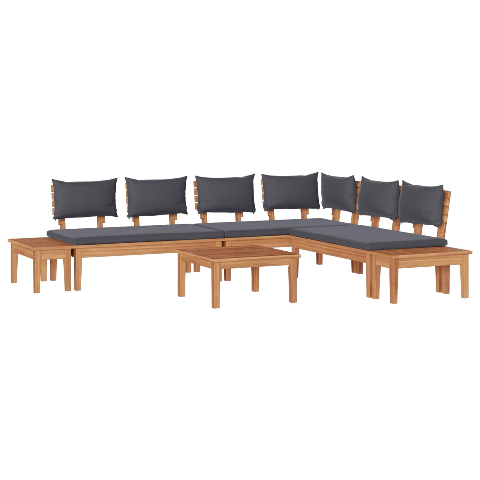 ERMFORD Garden Sofa Set 3 pcs and Grey - Brown