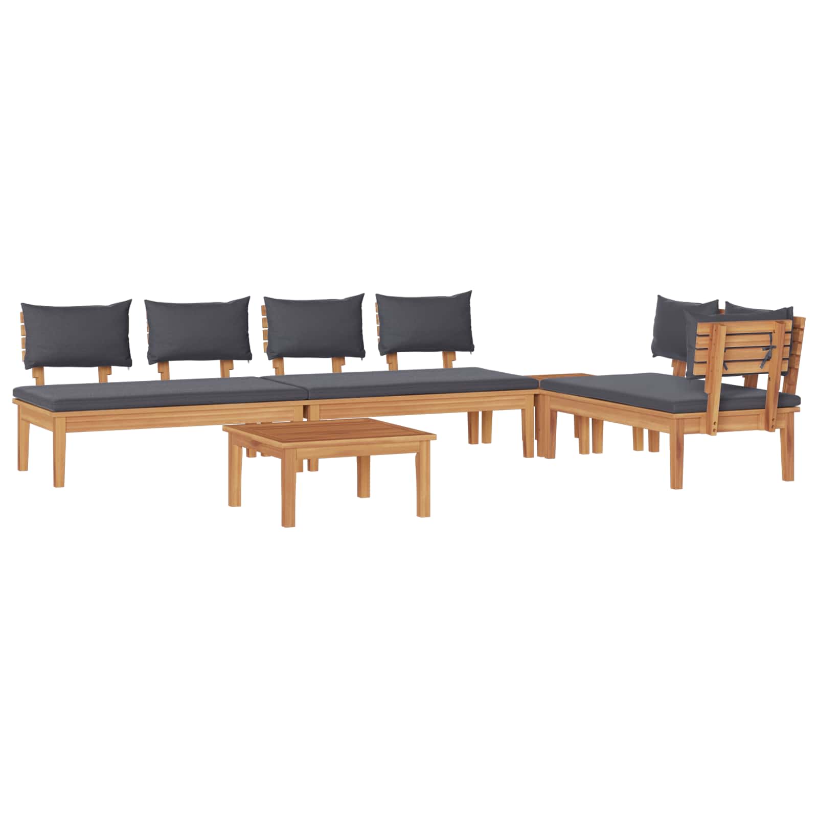 ERMFORD Garden Sofa Set 5 pcs and Grey - Brown