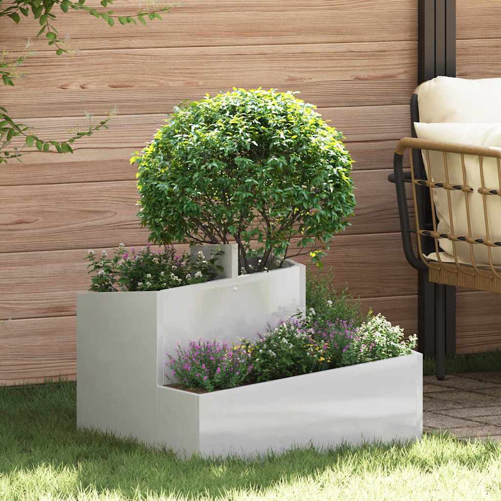 DASCOVE Garden Planter 60x60x50 cm Stainless Steel - Silver