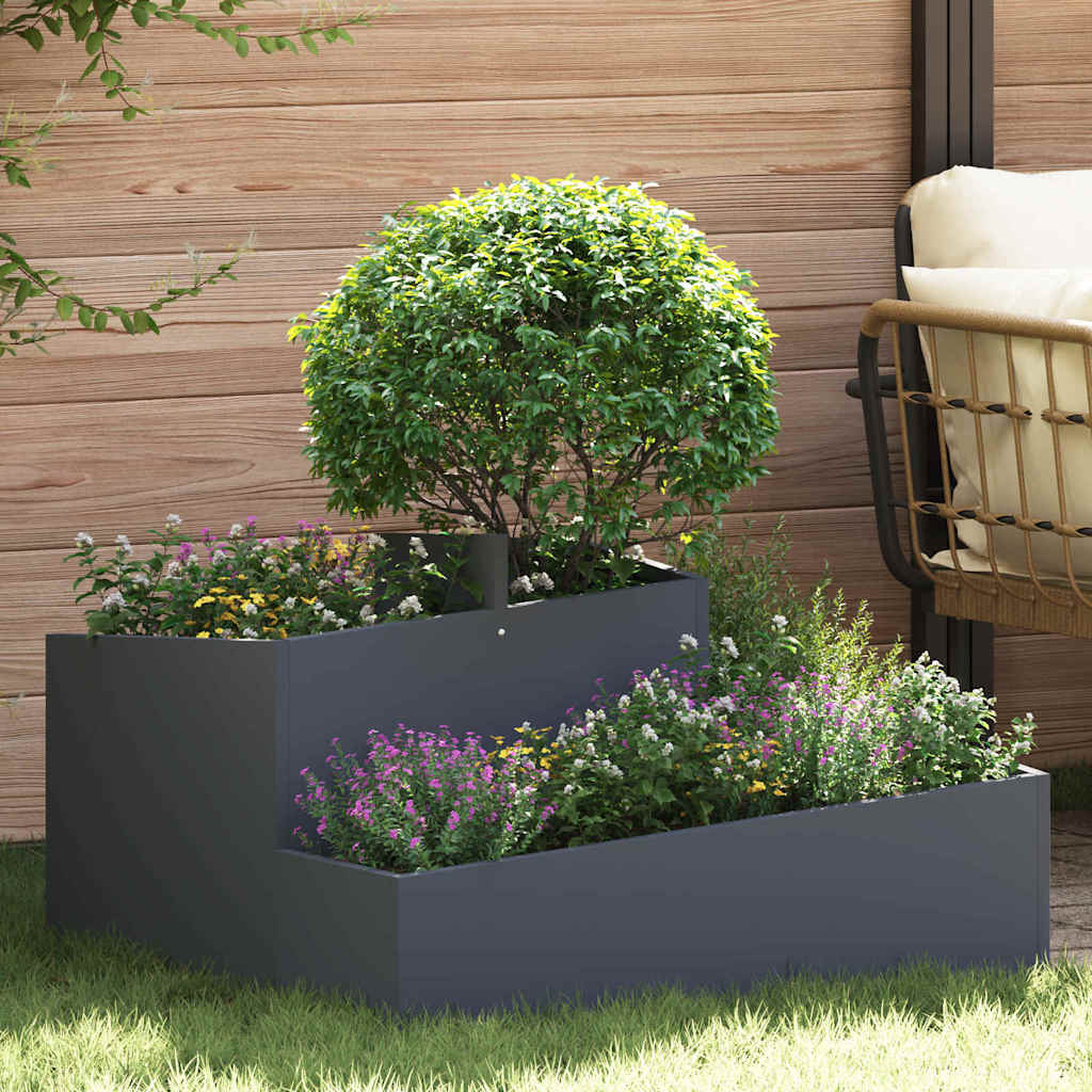 DASCOVE Garden Planter Anthracite 80x80x50 cm Cold-rolled Steel