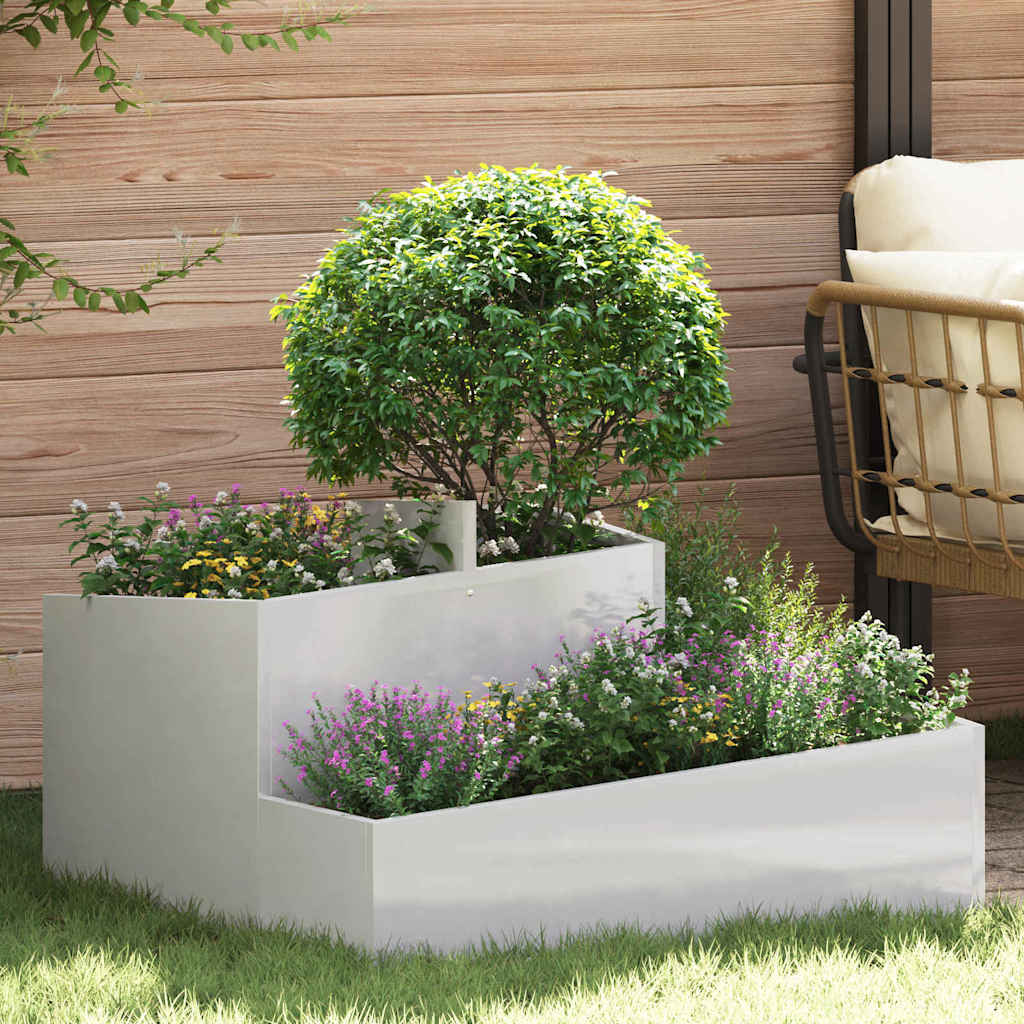 DASCOVE Garden Planter 80x80x50 cm Stainless Steel - Silver