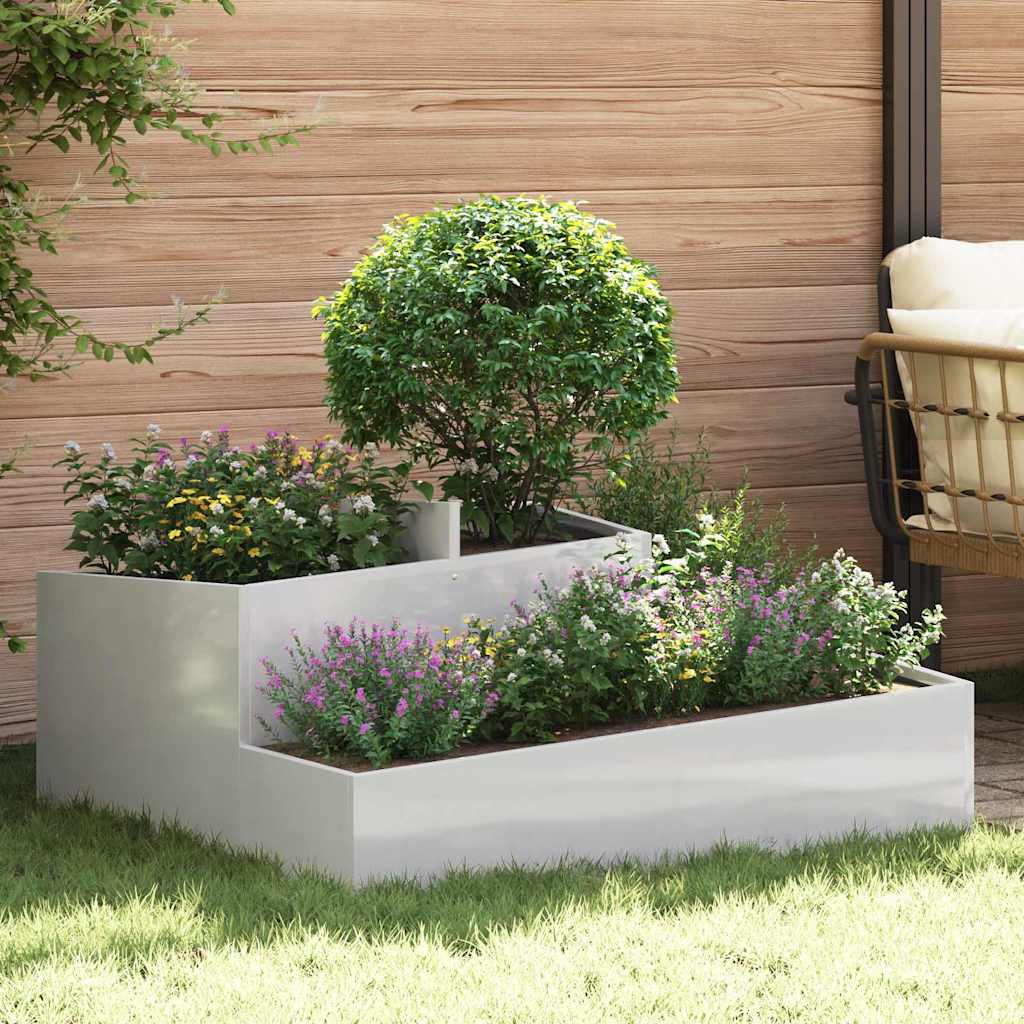 DASCOVE Garden Planter 100x100x50 cm Stainless Steel - Silver