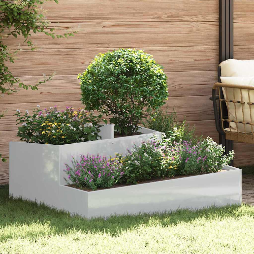 DASCOVE Garden Planter 100x100x50 cm Galvanised Steel - Silver