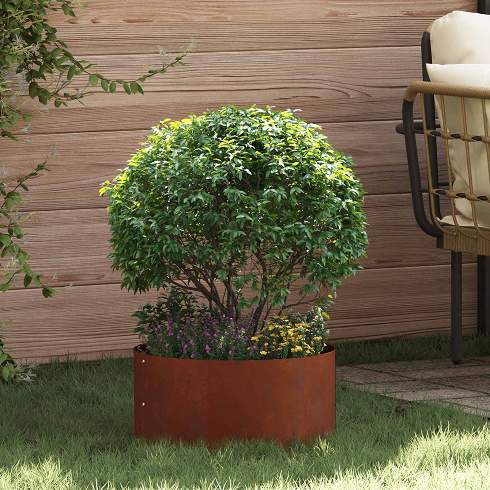 DASCOVE Planter Ring 5 pcs 40x40x20 cm Weathering Steel - Brown
