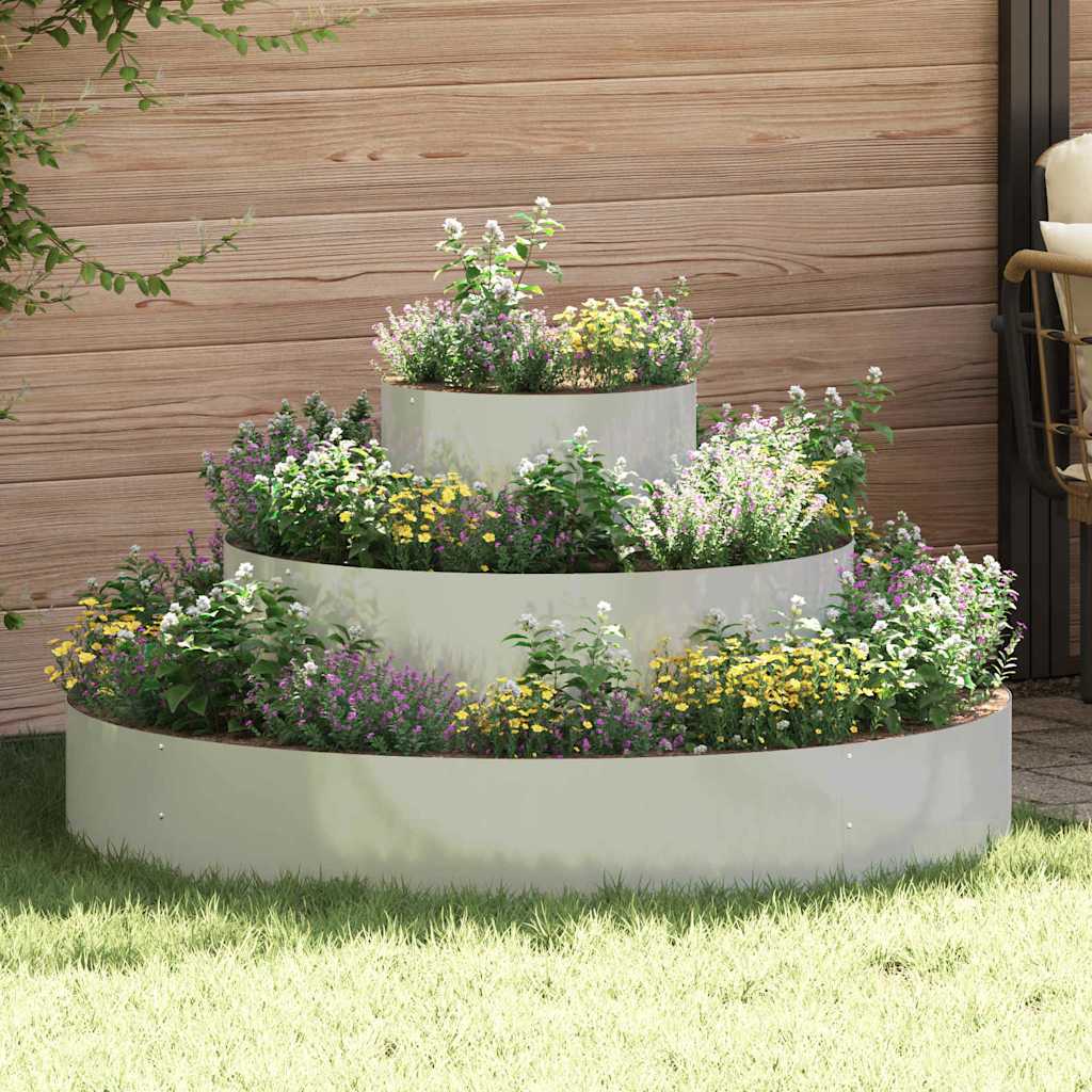 DASCOVE Garden Planter 120x120x20 cm Galvanised Steel - Silver